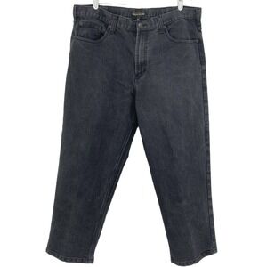 AXIST Men's Stretch Black Denim Jeans 40x26.5 Relaxed Fit Straight Leg High Rise